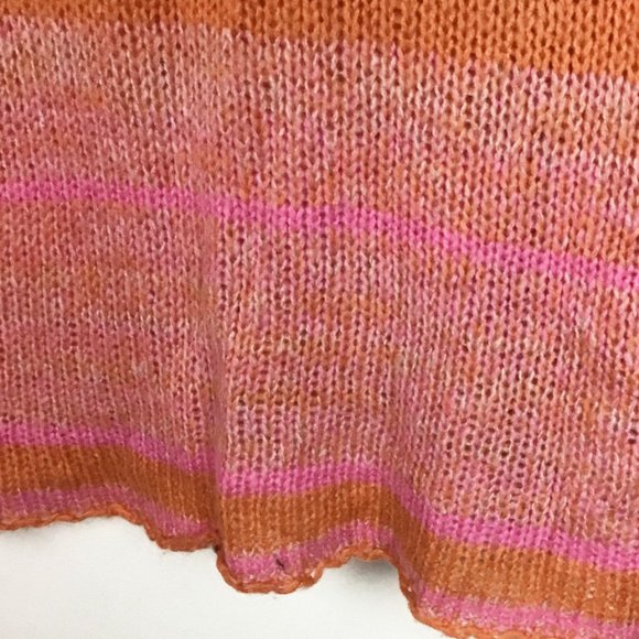 Free People Orange Candy Stripe Cowl Neck Sweater Tunic / Dress - Picture 8 of 16